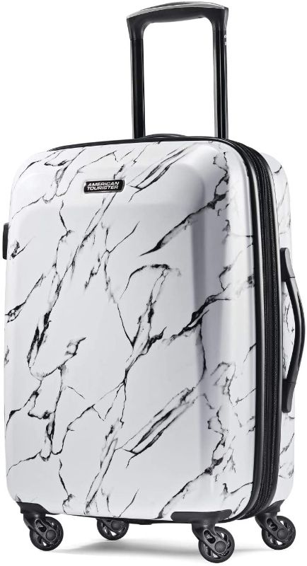 Photo 1 of American Tourister Moonlight Hardside Expandable Luggage with Spinner Wheels, Marble, Checked-Medium 24-Inch