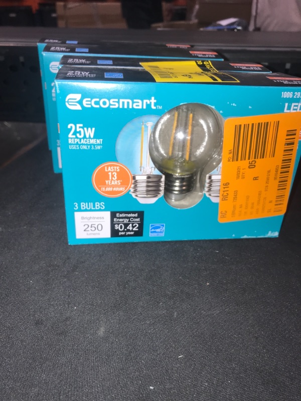 Photo 2 of 25-Watt Equivalent G16.5 ENERGY STAR and CEC Title 20 Dimmable LED Filament Light Bulb in Soft White (3-Pack) 4 Count