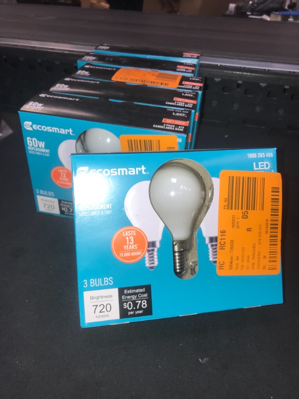 Photo 2 of 60-Watt Equivalent A15 Dimmable Appliance Fan Frosted Glass Filament LED Vintage Edison Light Bulb Soft White (3-Pack) 6 Count 