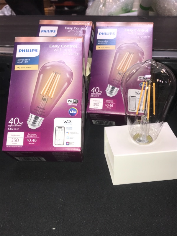 Photo 2 of Philips Smart WiFi LED 40w 350 Lumens Dimmable Light Bulb Soft White 4 Count 