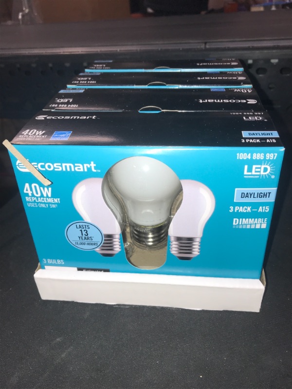 Photo 2 of Ecosmart 40 Watt Daylight LED A15 E26 Base Dimmable Light Bulb 