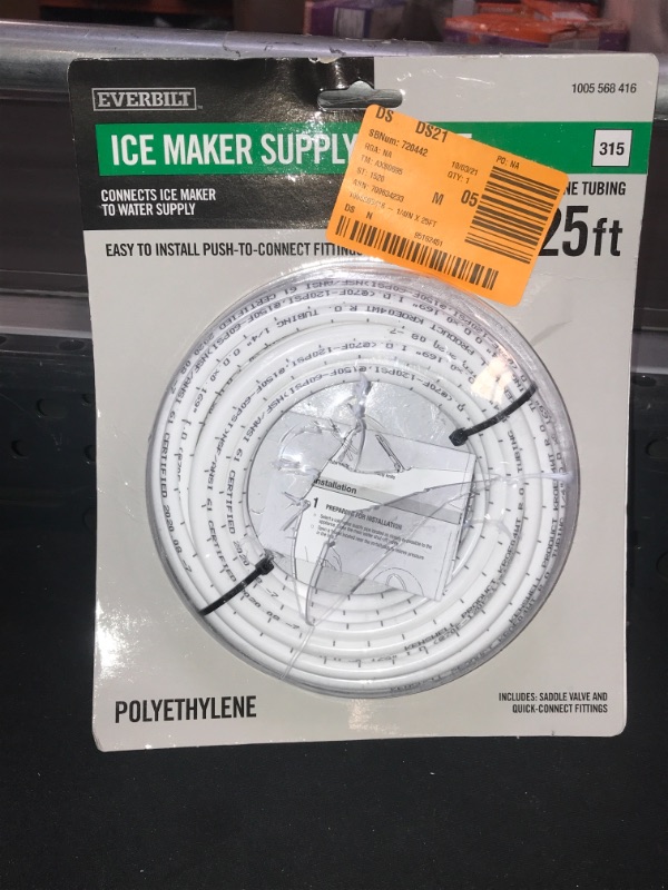 Photo 2 of 1/4 in. x 25 ft. Push-to-Connect Brass Poly Ice Maker Kit Includes Saddle Valve and Fittings