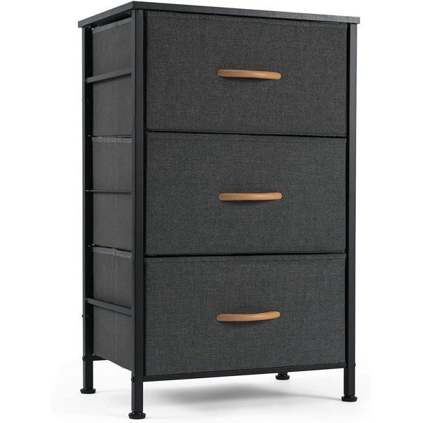 Photo 1 of Nightstand Chest with 3 Fabric Drawers, Bedside Furniture