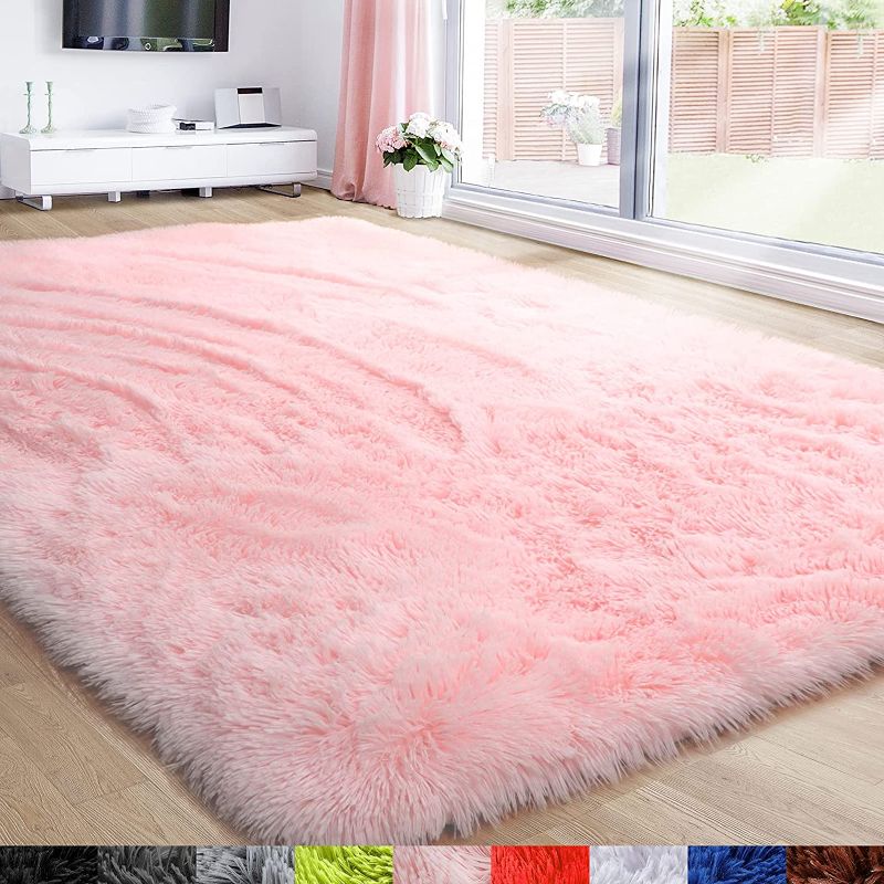 Photo 1 of Pink Area Rug for Girls Bedroom,Fluffy Shag Rug 2'x3'