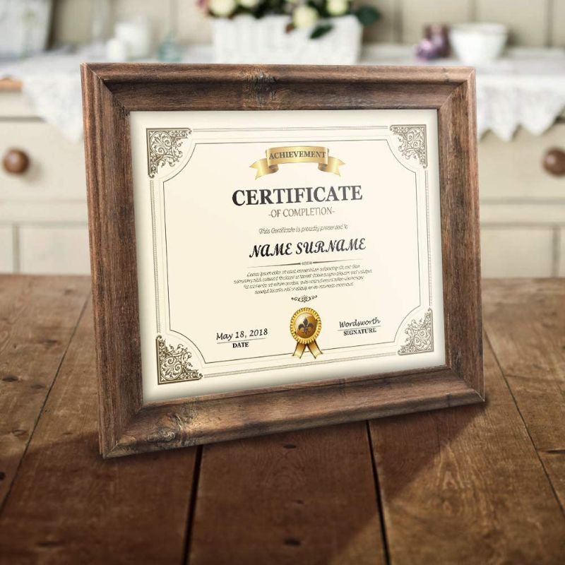 Photo 1 of Artsay 8.5x11 Certificate Document Frame Rustic Distressed Picture Frame - Wall Hanging and Tabletop, 1 Pack, Brown