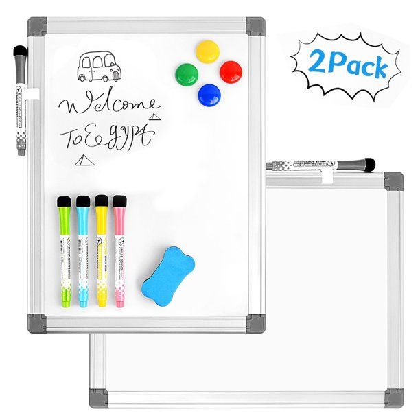 Photo 1 of 2 Set Small White Board Set (12''x 16'') - Dry Erase Lap Boards with Markers and Pen - Handheld Magnetic Whiteboards for Kids
