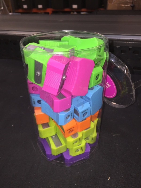 Photo 1 of PLASTIC PENCIL SHARPENERS - STORAGE CONTAINER, INCLUDES SHAVINGS BIN TO ELIMINATES MESS - 48 COUNT 
