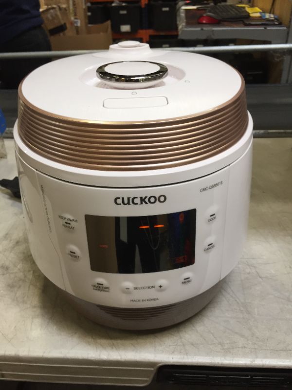 Photo 1 of Cuckoo CMC-QSB501S, Q5 Premium 8 in 1 Multi (Pressure, Slow, Rice Cooker, Browning Fry, Steamer, Warmer, Yogurt, Soup Maker) Stainless Steel, Mad, Q50 Stainless Non-Stick Coating, GOLD/WHITE