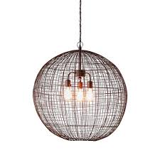 Photo 1 of Round Antique Copper Woven Wire Metal Pendant Light