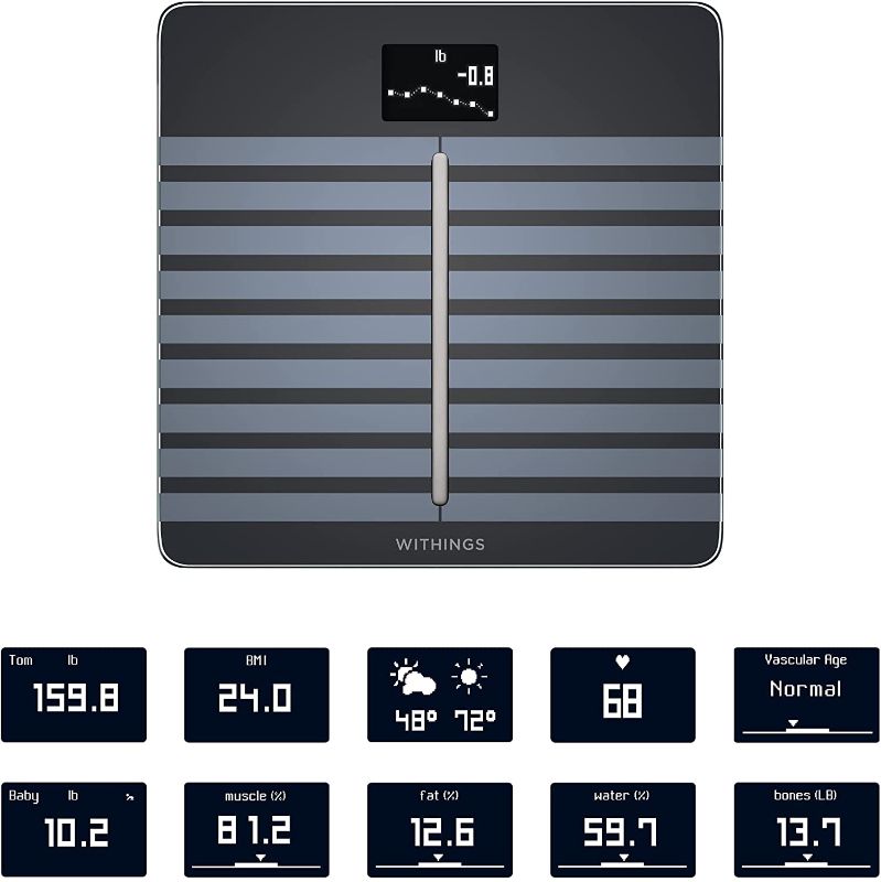 Photo 1 of Withings Body Cardio – Premium Wi-Fi Body Composition Smart Scale, Tracks Heart Health, Vascular Age, BMI, Fat, Muscle & Bone Mass, Water %, Digital Bathroom Scale with App Sync via Bluetooth or Wi-Fi