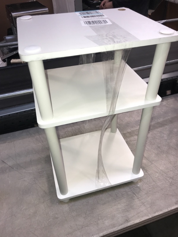 Photo 2 of Furinno 3 Tier Square White Wooden End  Table 
