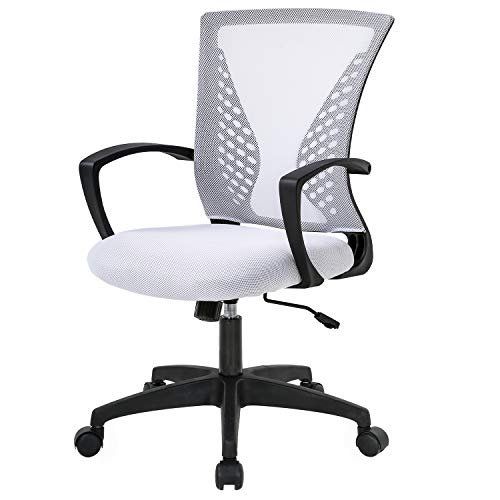 Photo 1 of FDW
Home Office Chair Mid Back PC Swivel Lumbar Support Adjustable Desk Task Computer Ergonomic Comfortable Mesh Chair with Armrest (White)