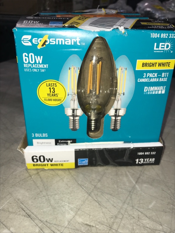 Photo 2 of 60W Equiv B11 Dimmable Vintage Edison LED Bulb Bright White 3ct - 4 Packs 