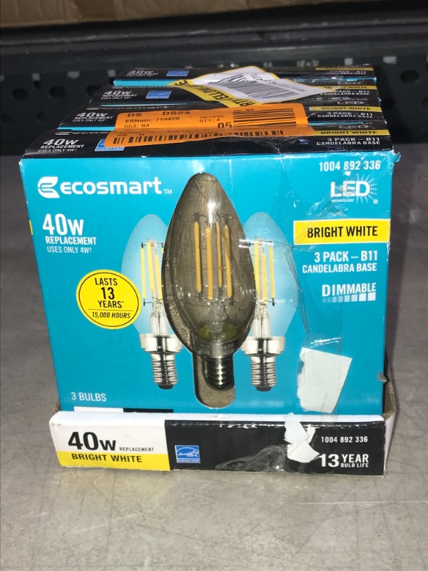 Photo 2 of 40W Equiv B11 Dimmable Vintage Edison LED Bulb Bright White 3ct - 4 Packs 