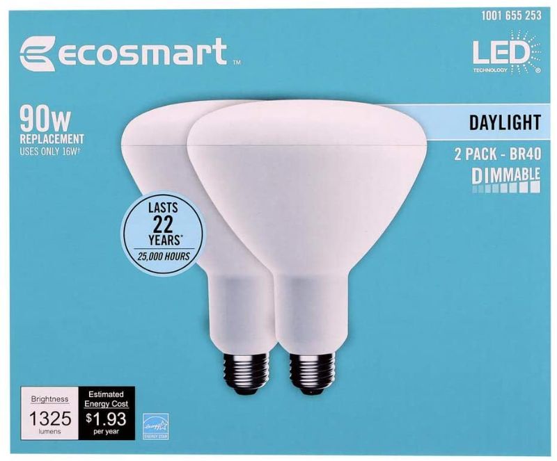 Photo 1 of EcoSmart 90w Eq. BR30 Dimmable LED Light Bulb Bright White (2-Pack)