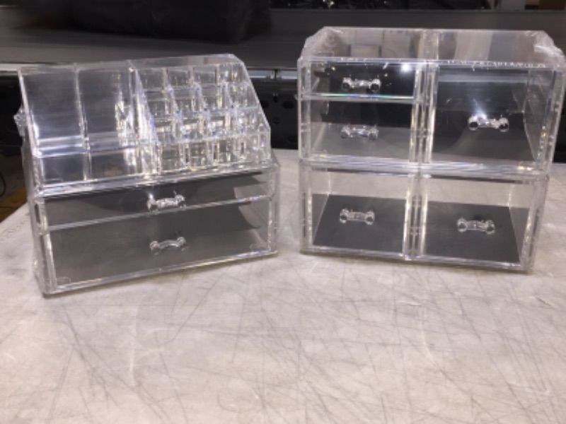 Photo 2 of InnSweet Makeup Organizer Acrylic Cosmetic Storage Drawers and Jewelry Display Box, 4 Pieces Makeup Holders, Clear