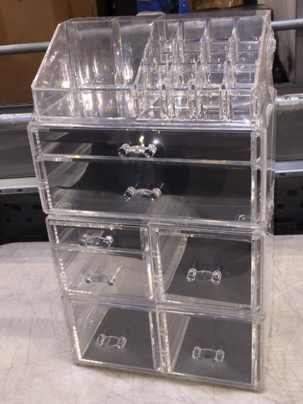 Photo 1 of InnSweet Makeup Organizer Acrylic Cosmetic Storage Drawers and Jewelry Display Box, 4 Pieces Makeup Holders, Clear