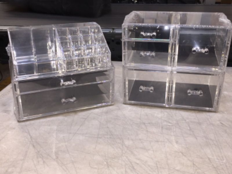 Photo 1 of InnSweet Makeup Organizer Acrylic Cosmetic Storage Drawers and Jewelry Display Box, 4 Pieces Makeup Holders, Clear