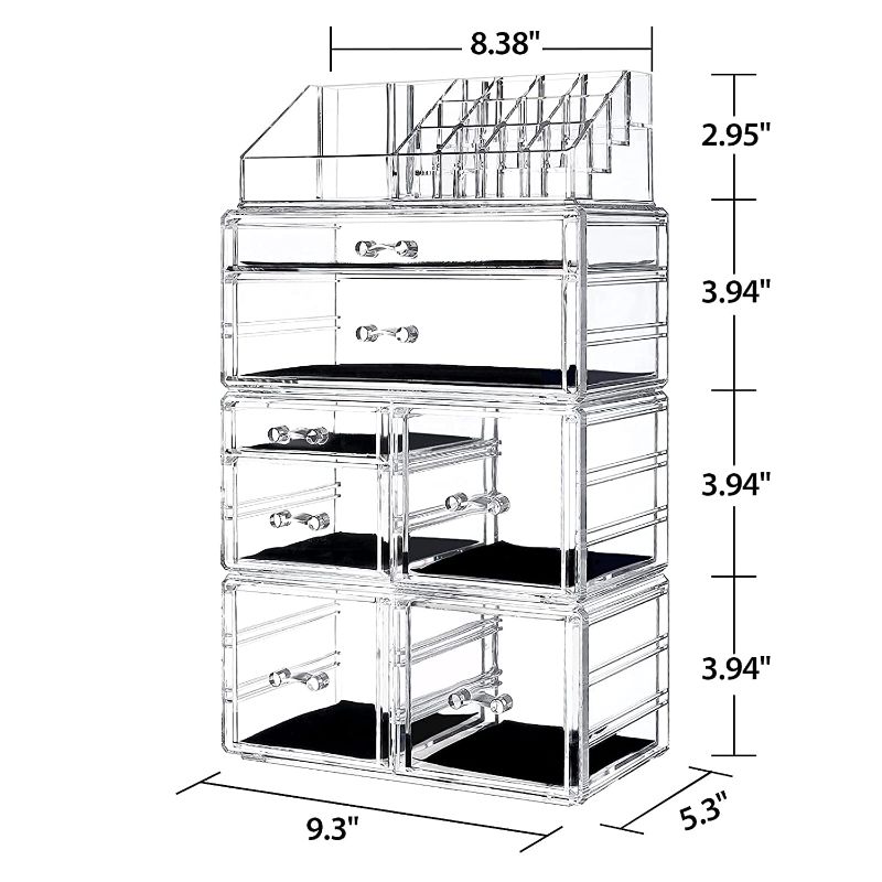 Photo 1 of InnSweet Makeup Organizer Acrylic Cosmetic Storage Drawers and Jewelry Display Box, 4 Pieces Makeup Holders, Clear