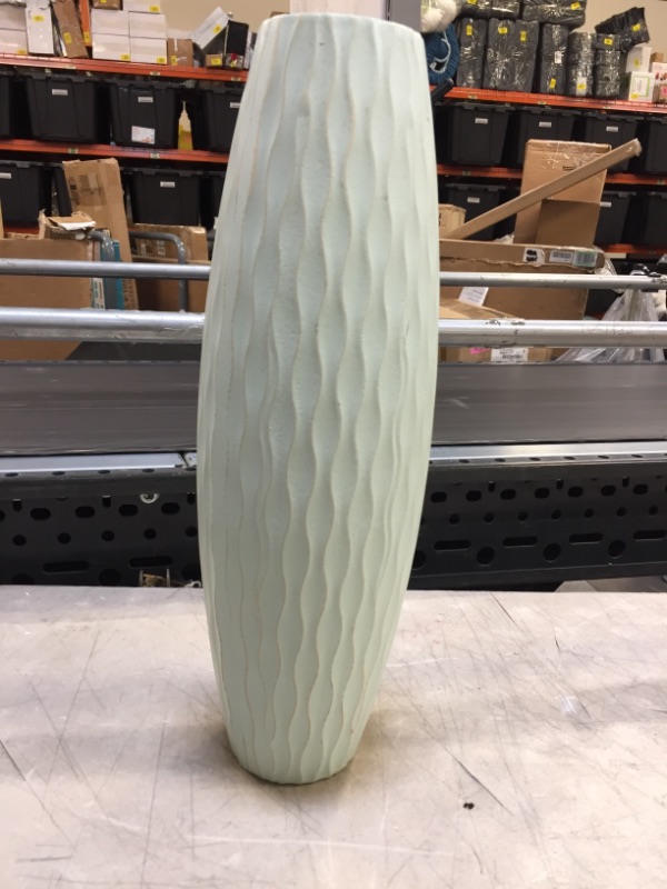 Photo 3 of 16" x 5" Weathered Pale Ocean Wood Vase - CKK Home Decor