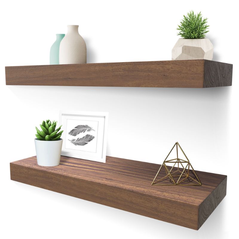 Photo 1 of 2 Piece Acacia Solid Wood Floating Shelf