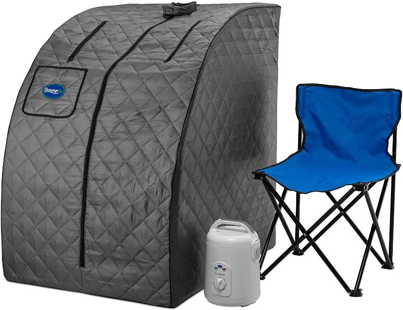 Photo 1 of Durasage Lightweight Portable Personal Steam Sauna Spa for Relaxation at Home, 60 Minute Timer, 800 Watt Steam Generator, Chair Included - Gray