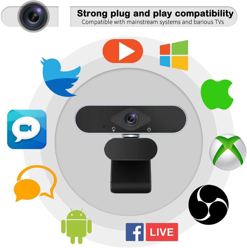 Photo 1 of Webcam HD 1080p Web Camera Laptop Webcam Video Web Camera, USB PC Computer Webcam with Tripod Microphone Full HD 120 Degree Wide View Angle