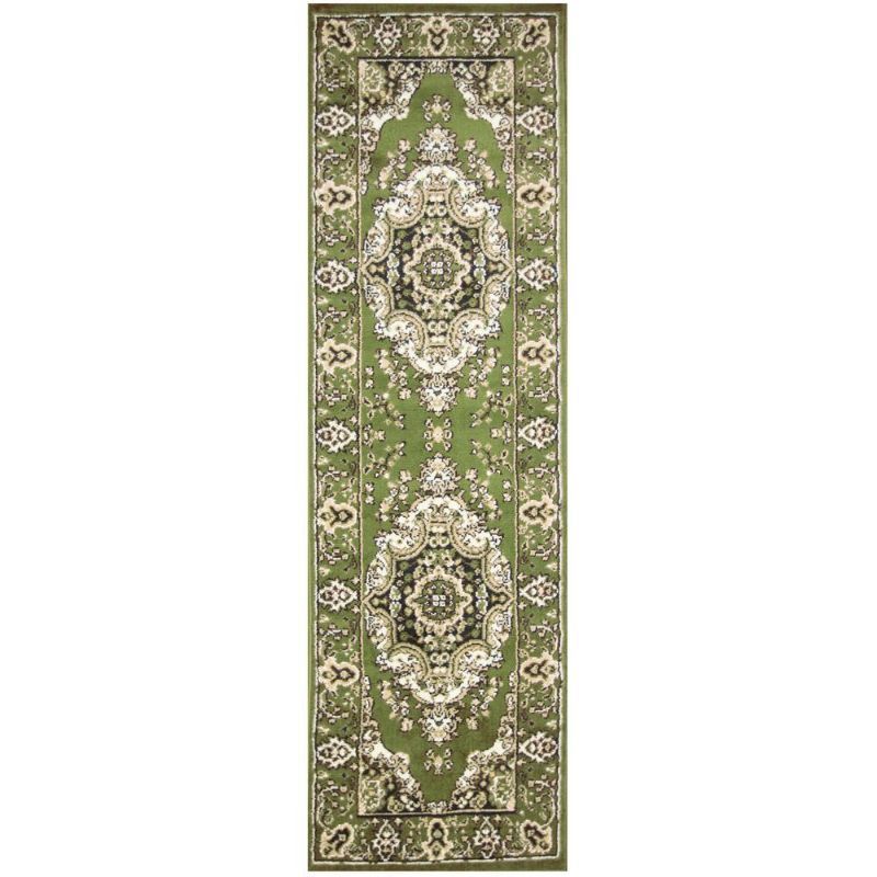 Photo 1 of 2'x4' rounded runner rug green