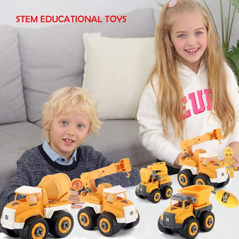 Photo 1 of Construction Vehicles Toys, Take-Apart Excavators Truck Toys, 4 in 1 DIY Building Educational Playset for Boys Girls  12 Pieces