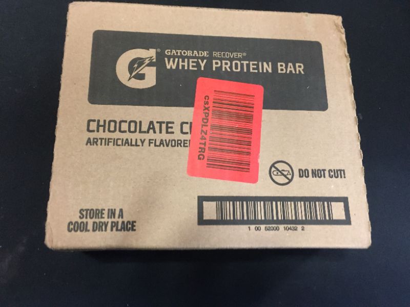 Photo 2 of Gatorade Whey Protein Bar, Chocolate Chip - 12 pack, 2.8 oz bars exp 3/2022