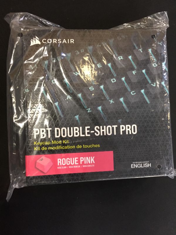 Photo 2 of CORSAIR PBT Double-Shot PRO Keycap Mod Kit – Double-Shot PBT Keycaps – Rogue Pink – Standard Bottom Row – Textured Surface – 1.5mm-Thick Walls – O-Ring Dampeners
