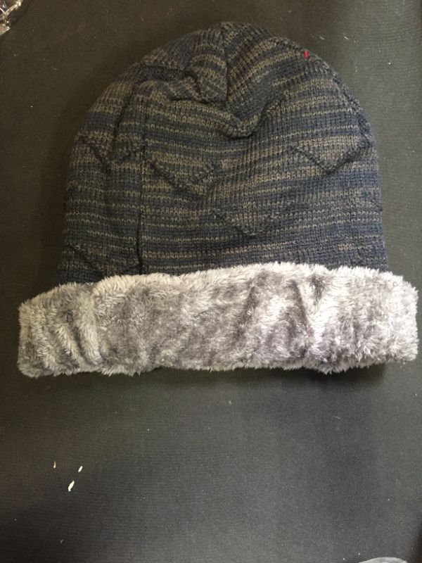 Photo 1 of DARK BLUE BEANIE WITH GREY FUR LINED INSIDE 2PK