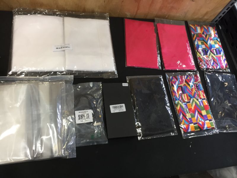 Photo 1 of 10pk misc assorted items sold as is (face gaiters/sheilds/phonecase/flags)