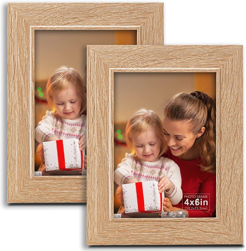 Photo 1 of Inburit 4x6 Wooden Picture Frames Set, Width Frame Design, Rustic Photo Frame for Wall and Tabletop (2 Pack)
