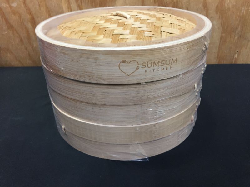 Photo 1 of 
SUMSUM KITCHEN 10 inch Bamboo Steamer Basket, 2 Tier Food Steamer, Natural Bamboo 