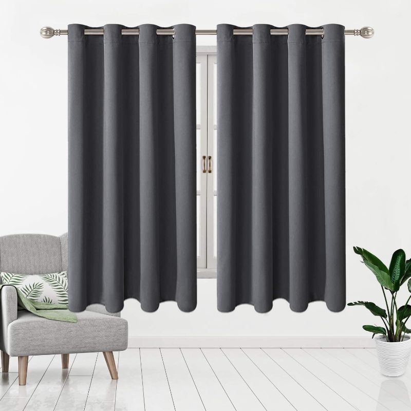 Photo 1 of 2 panels--dark grey room darkening curtains 63 Lx 52W