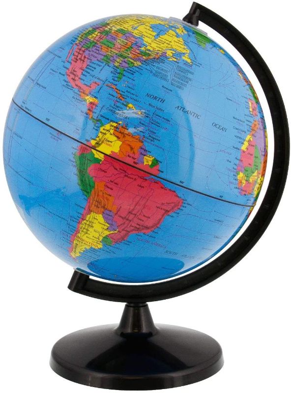 Photo 1 of World Globe Great for Kids and Adults with Stand Desk 8 Inch Globe 12 Inch Educational Deluxe Blue Ocean Black Base Full Earth Geography