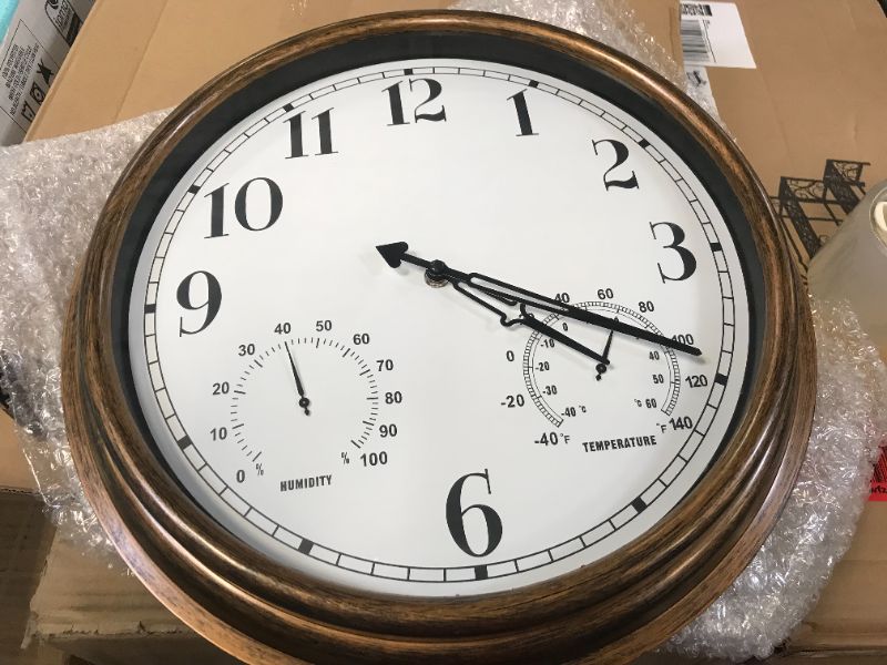 Photo 1 of 12 Inch Vintage Wall Clock with Thermometer