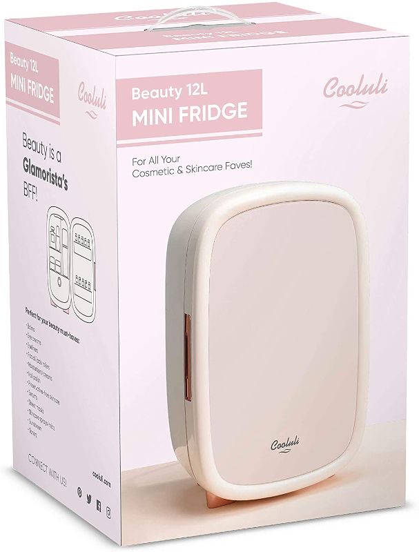 Photo 1 of Cooluli Beauty 12L Skincare Fridge - for Makeup, Cosmetic & Facial Skin Care Products - Cool Gift for Women & Teen Girls - Pearl White Mini Fridge for Bedroom & Bathroom Vanity - Interior LED Lights
