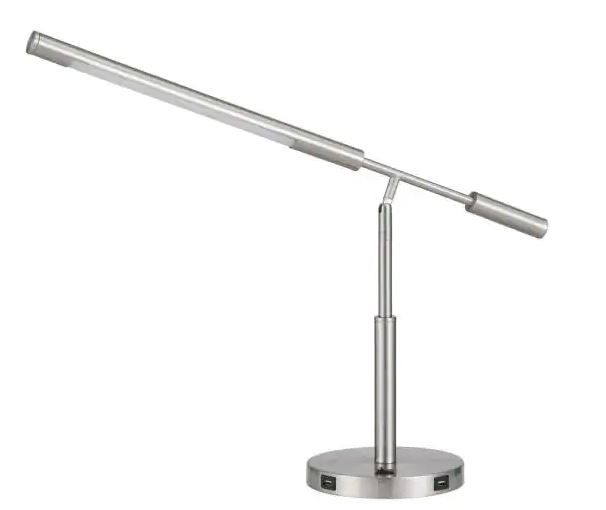 Photo 1 of CAL Lighting Auray 16 in. Brushed Steel Metal Indoor Desk Lamp with LED