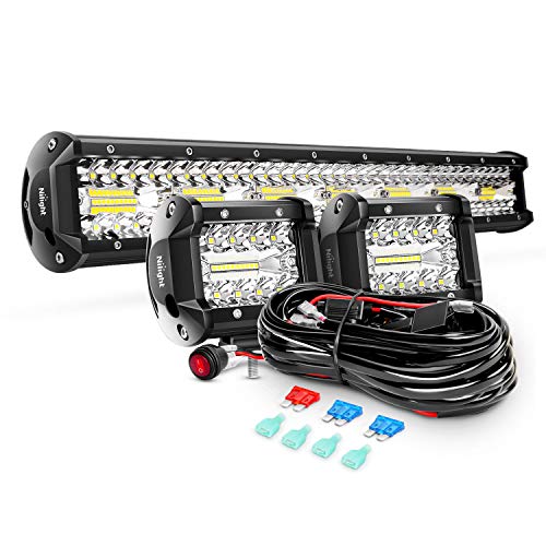 Photo 1 of  Nilight ZH412 Bar Set, 20 Inch 420W Triple Row Spot Flood Combo Work Driving Lamp, 2Pcs 4 Inch 60W Cube LED Pods Lights with Off-Road Wiring Harness-3 Leads