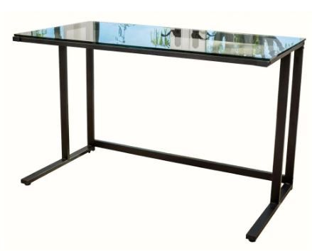 Photo 1 of 48 in. Rectangular Black Computer Desk with Open Storage