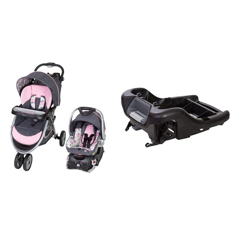 Photo 1 of Baby Trend Skyview Travel System, Flora + Baby Trend Ally Infant Car Seat Base, Black
