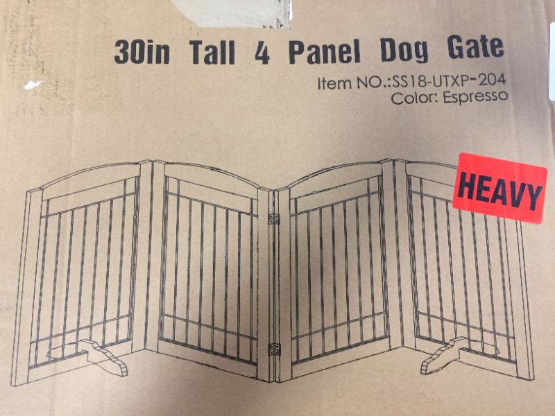 Photo 1 of 30 INCH TALL 4 PANEL DOG GATE color espresso 