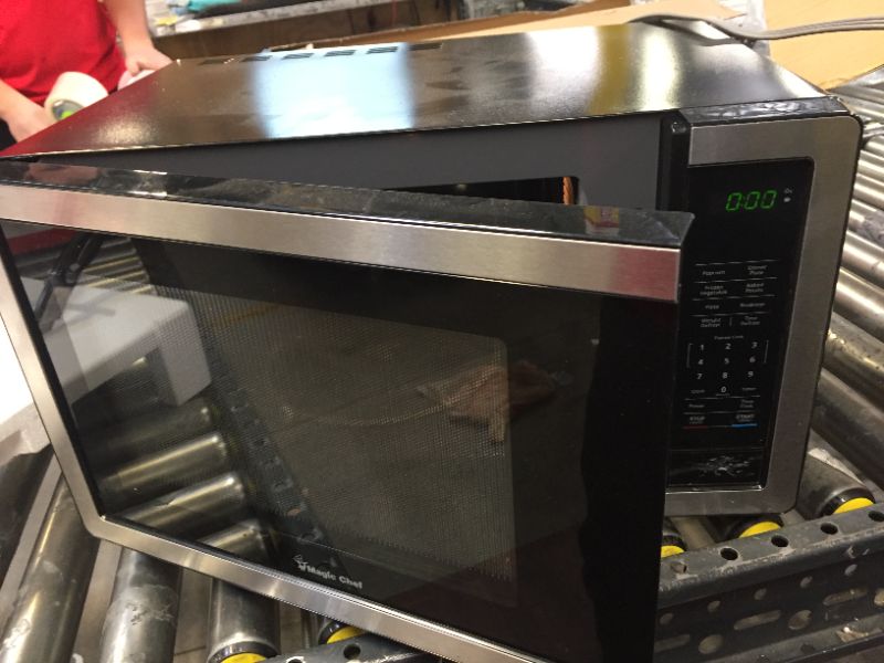 Photo 3 of 1.1 cu. ft. Countertop Microwave in Stainless Steel with Gray Cavity
