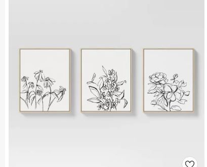 Photo 1 of (Set of 3) 16" x 20" Inky Floral Framed Canvases - Threshold™

