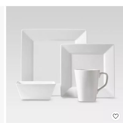 Photo 1 of 16pc Porcelain Square Dinnerware Set White - Threshold™
