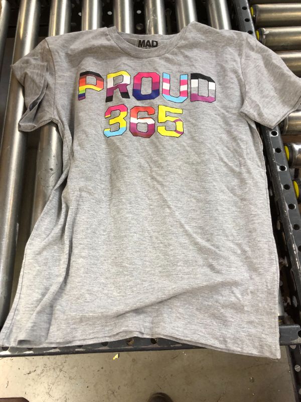 Photo 2 of Pride Gender Inclusive Adult Proud 365 Short Sleeve Graphic T-Shirt - Heather Gray--size small 
