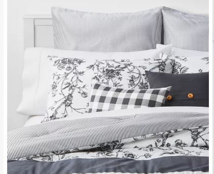 Photo 1 of 8pc Brookton Reversible Farmhouse Floral Comforter Set Charcoal - Threshold™
size king
