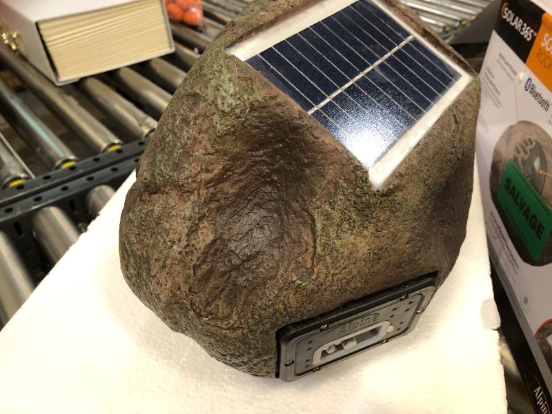 Photo 2 of Set of 2 Outdoor Waterproof Bluetooth Solar Wireless Resin Rock Speakers Brown - Alpine Corporation